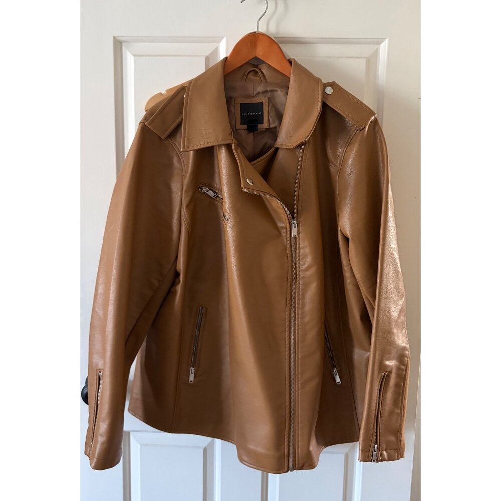 Lane Bryant Faux Leather Moto Jacket 22/24 Camel